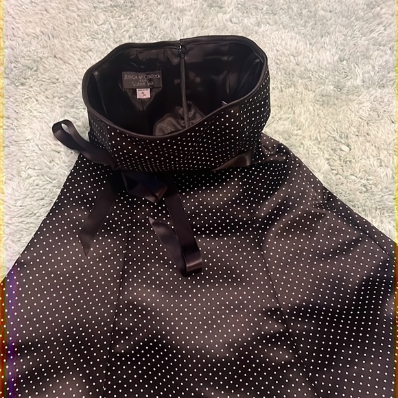 Jessica McClintock Sax Strapless Black White Polka Dot Dress, Size 3/4 - Picture 5 of 6